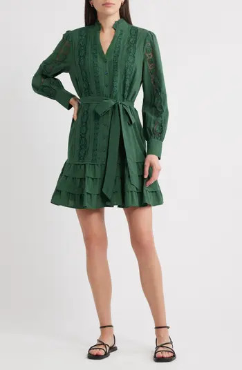 Lace Panel Long Sleeve Minidress | Nordstrom