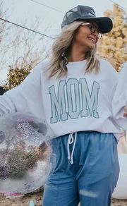 charlie southern: mom block blue corded sweatshirt | RIFFRAFF