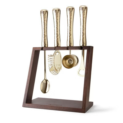Final Touch 4 Piece Bar Tool Set with Stand - Brass Metal Handles | Target