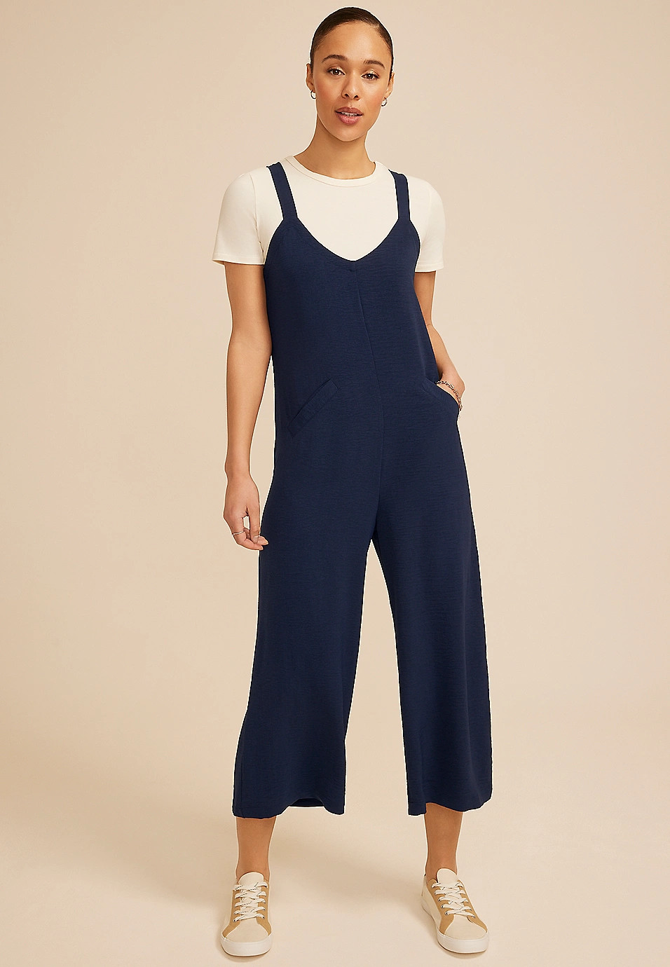 Cool Crepe Wide Leg Jumpsuit | Maurices