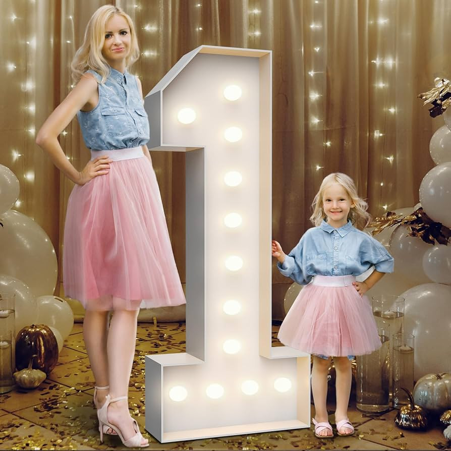 4FT Marquee Light Up Numbers 1,Party Decoration Large Marquee Light Up Letters with Weighted Wate... | Amazon (US)