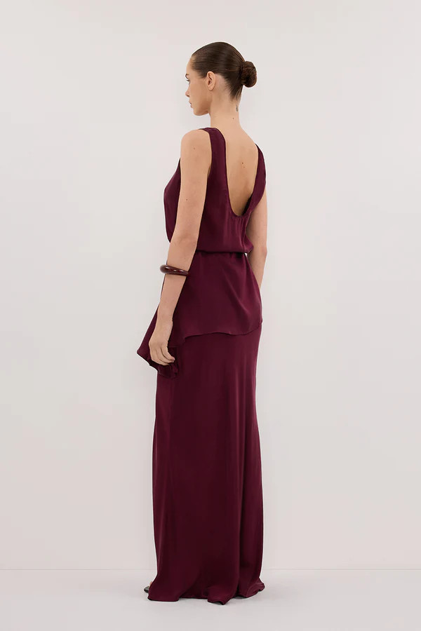 COLETTE MERLOT SILK MIDI SKIRT | DISSH