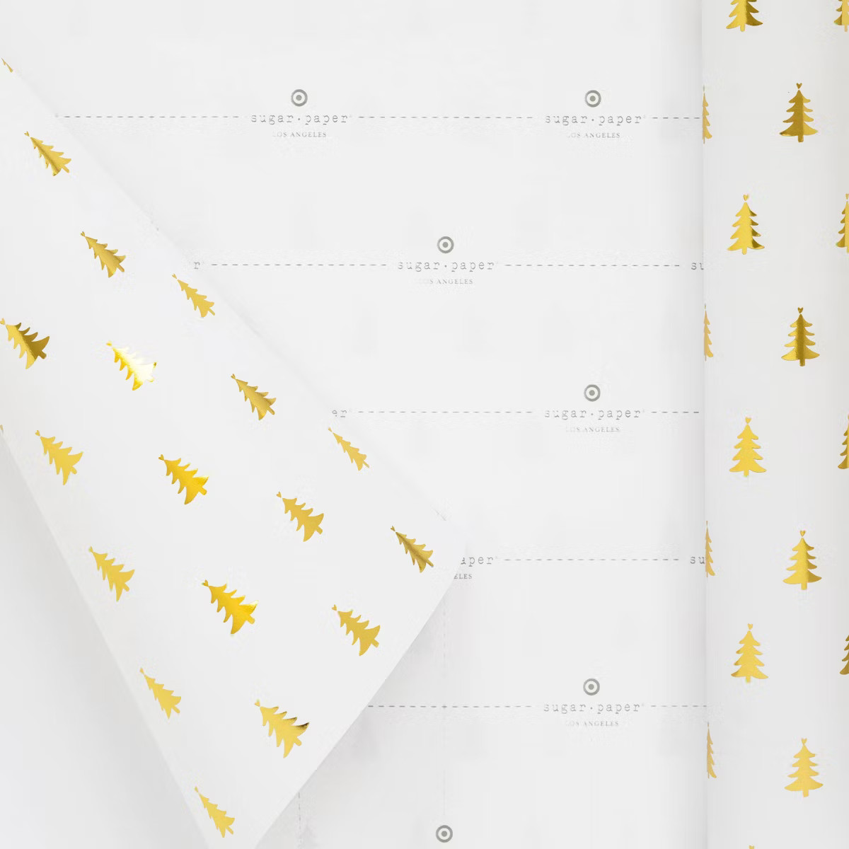 25 sq ft Gold Foil Tree Gift Wrap White - Sugar Paper™ + Target | Target