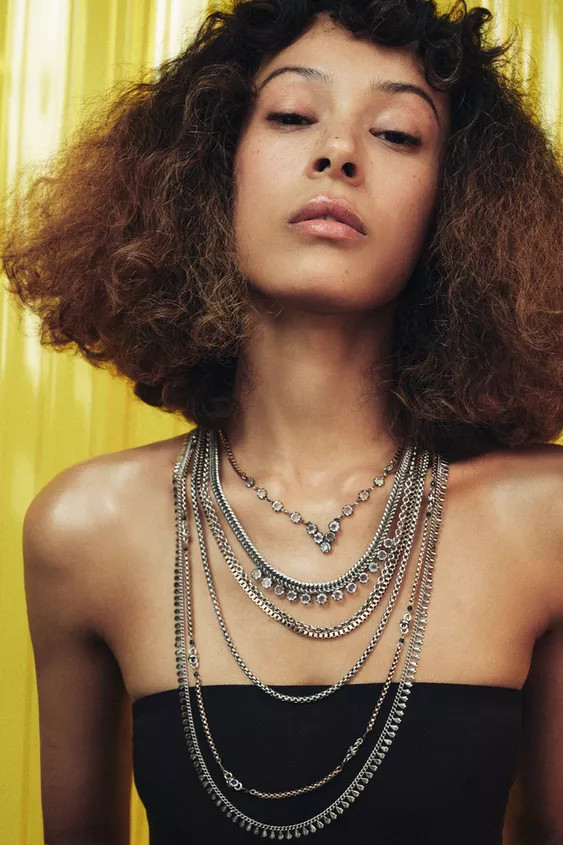 COMBINED BEADED SHINY NECKLACE | Zara US