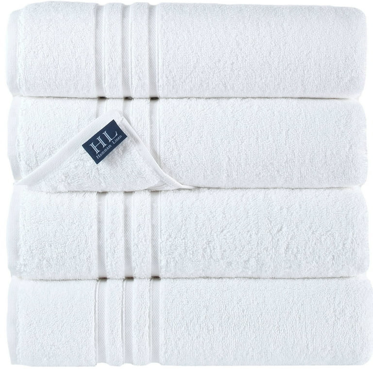 Hammam Linen Bath Towels 4 Piece Set White Soft Fluffy, Absorbent and Quick Dry Perfect for Daily... | Walmart (US)