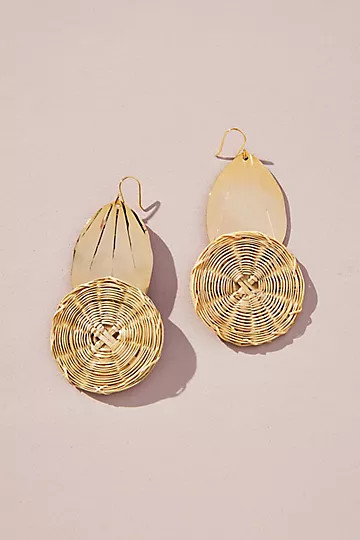 Raffia and Brass Pendant Earrings | Anthropologie (US)