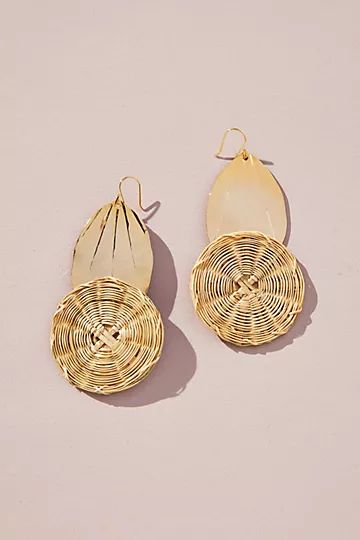 Raffia and Brass Pendant Earrings | Anthropologie (US)