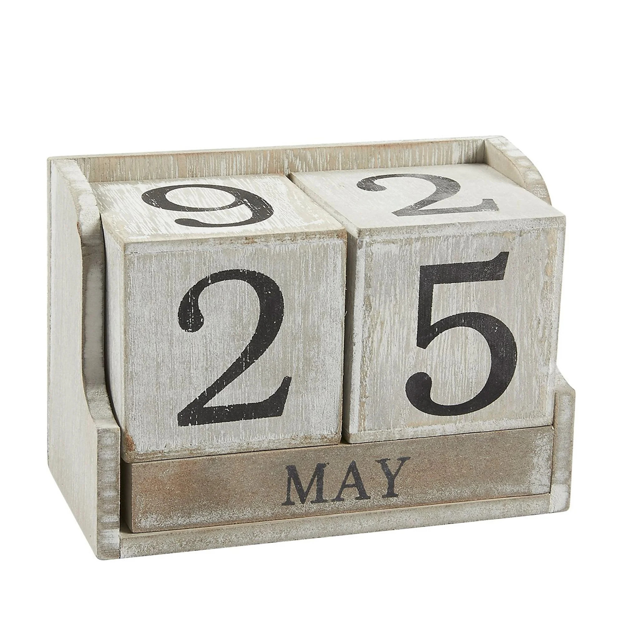 calendar block - wooden perpetual desk calendar - home and office decor, 5.3 x 3.7 x 2.6 inches | Walmart (US)