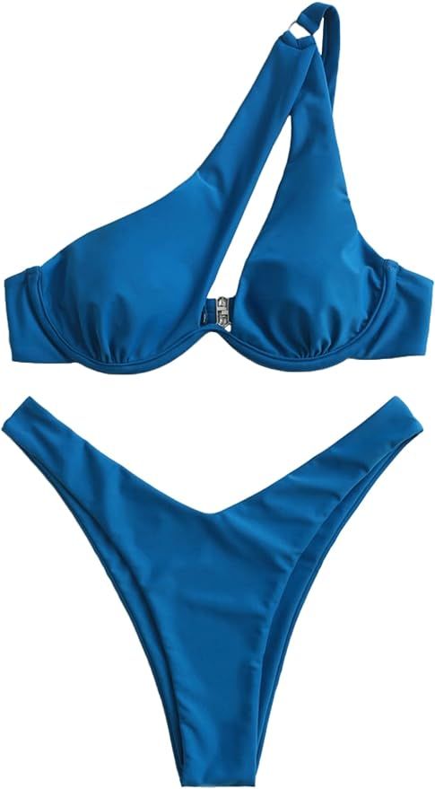 Lilosy Sexy Underwire One Shoulder High Cut  Bikini Swimsuit Set 2 Piece | Amazon (US)