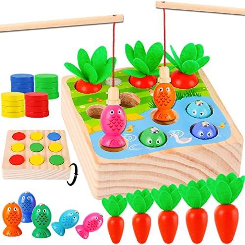 Toddler Wooden Montessori Toys for 1 2 3 4 5 Year Old Sensory Learning Toys for Toddlers 1-3 Fishing | Amazon (US)