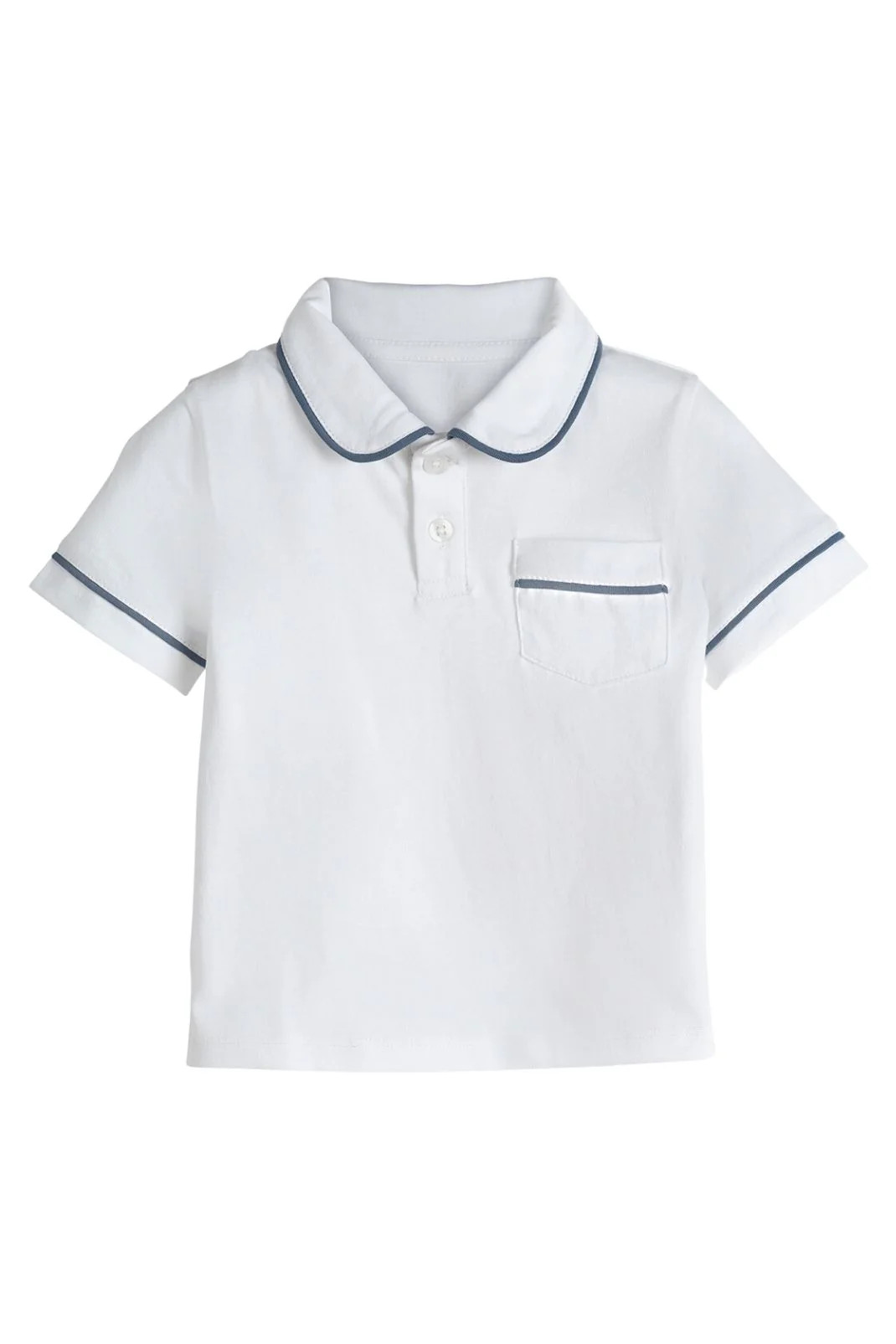 Beau Polo in White with Bay Blue | Baybala