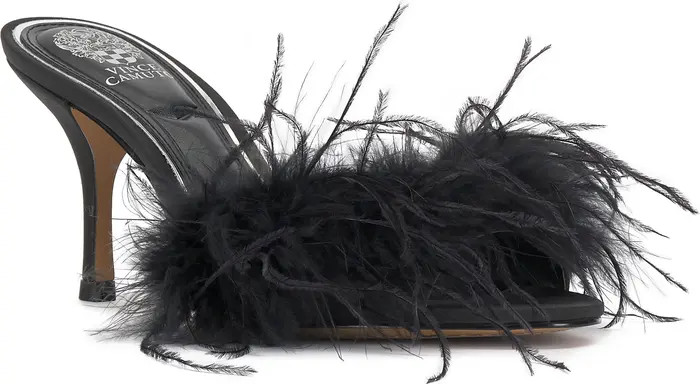 Paelly Faux Feather Slide Sandal (Women) | Nordstrom