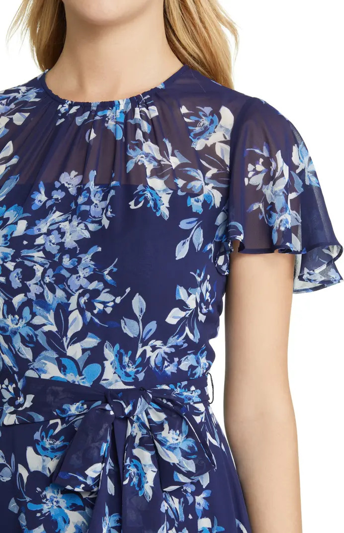 Floral Print Flutter Sleeve Dress | Nordstrom