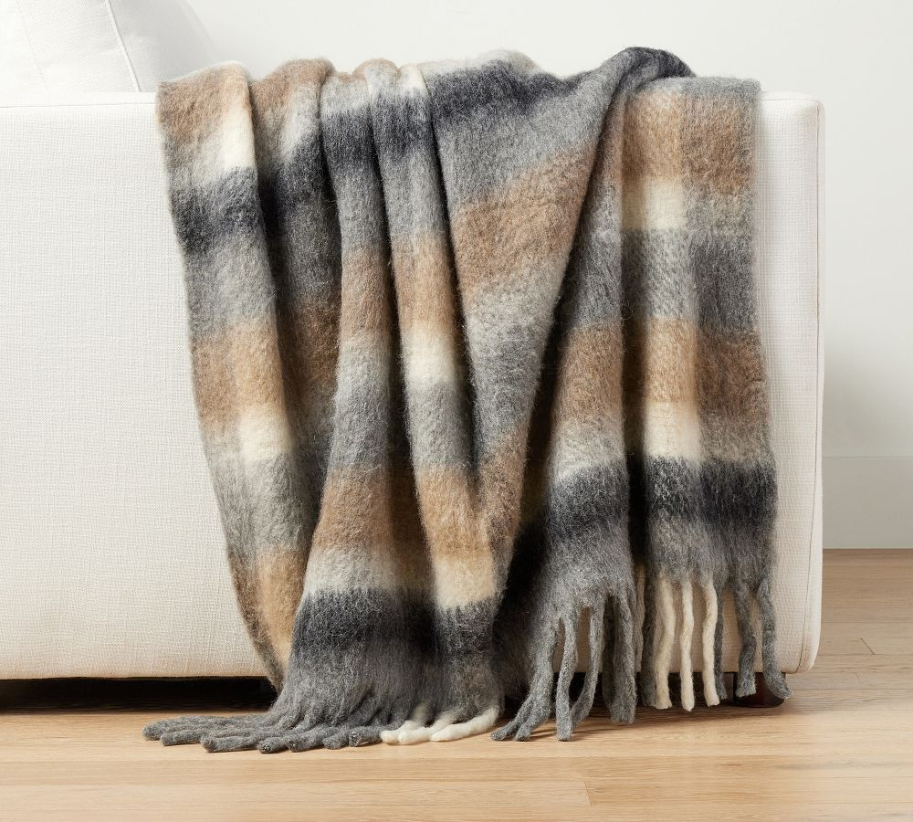 Hayden Plaid Mohair Throw | Pottery Barn (US)
