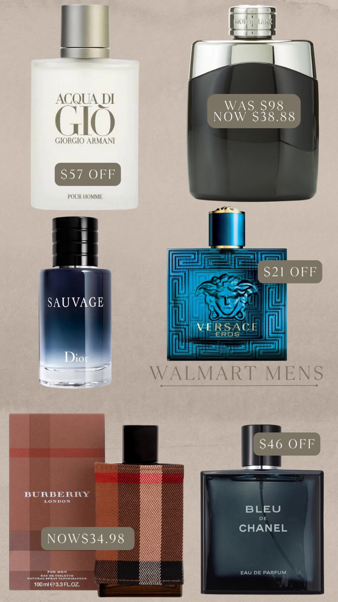 Men’s cologne on sale 
Montblanc legend cologne 
Chanel men’s cologne 
Burberry men’s 

#WalmartPartner @walmart #WalmartBeauty #laurabeverlin

#LTKunder50 #LTKsalealert #LTKmens