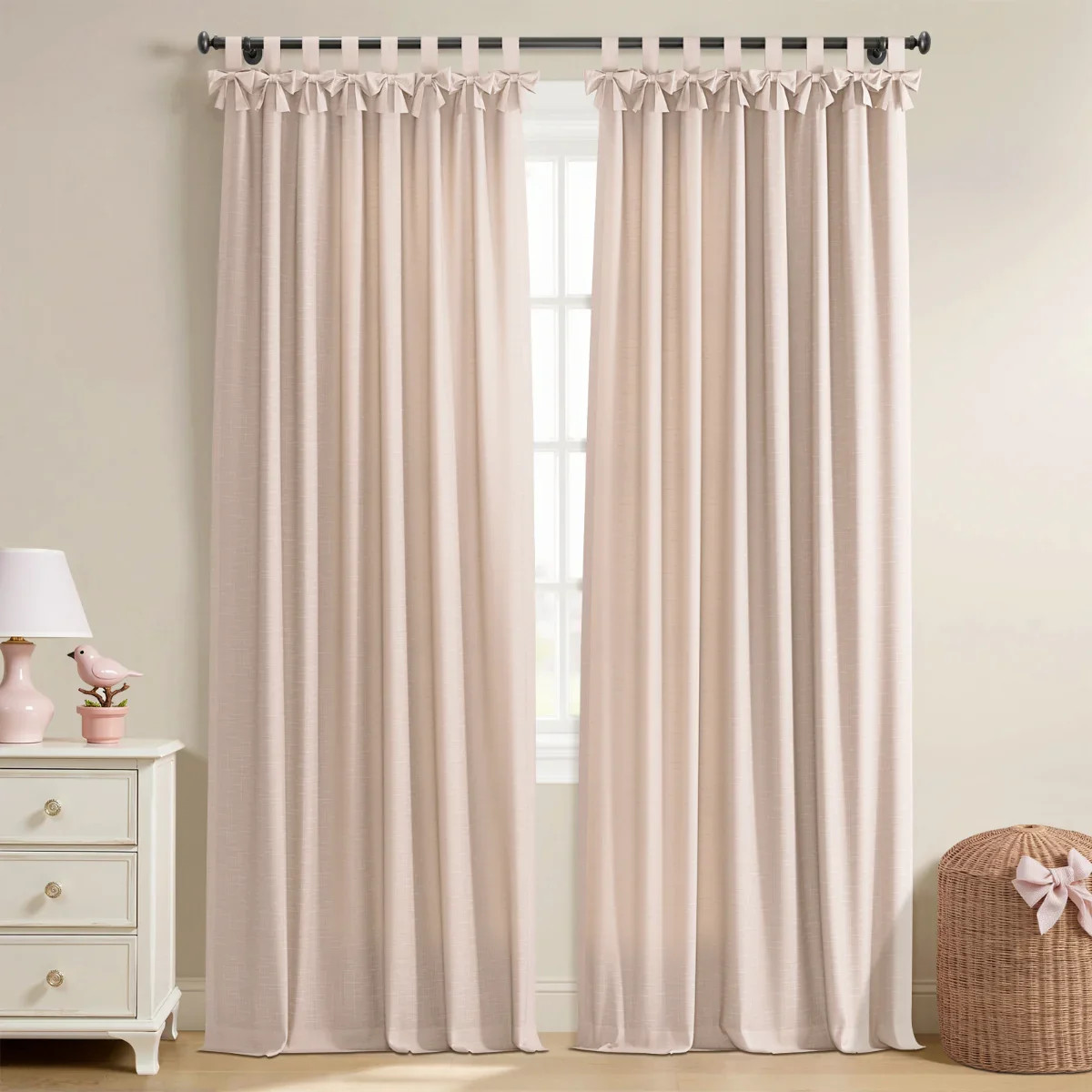Jawara Linen Cotton Tie Top Bow Curtain | TWOPAGES