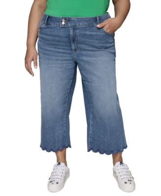 Plus Size High-Rise Scalloped-Hem Jeans | Macy's