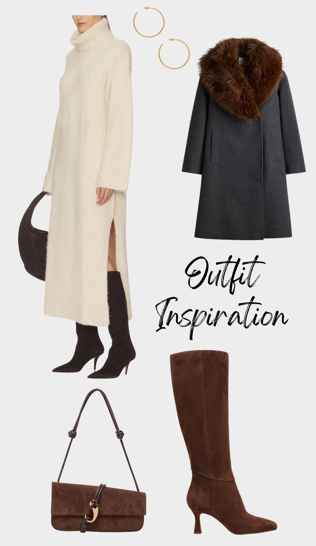 Sweater dress, brown boots, brown purse, brown bag, faux fur jacket, faux fur coat, white sweater dress, heeled boots, suede boots

#LTKBeauty #LTKSeasonal #LTKootd