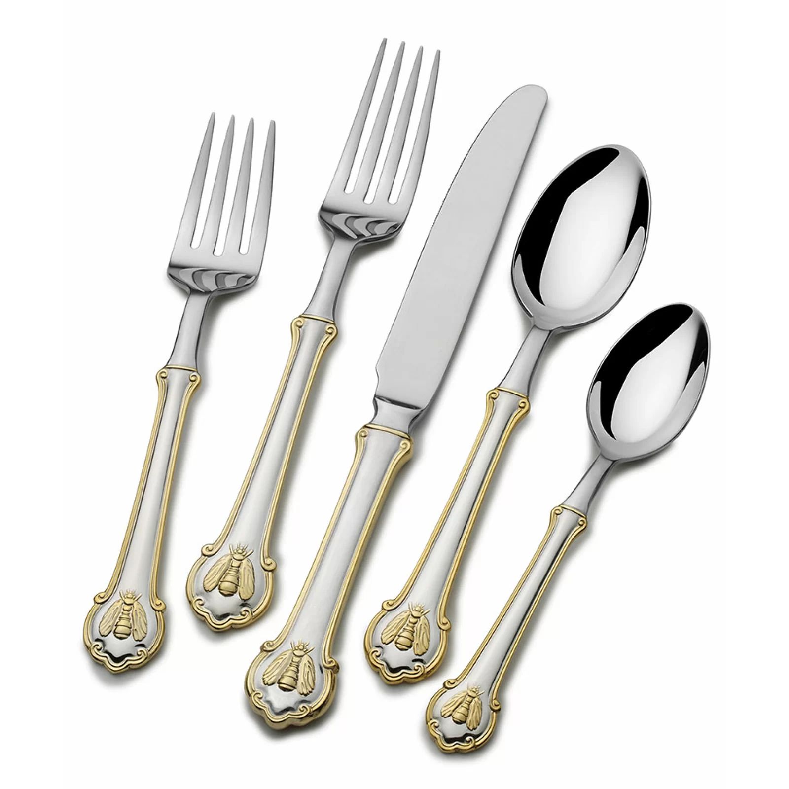 Wallace Napoleon Bee Gold Accent 45 Piece Flatware Set, Service for 8 & Reviews | Wayfair | Wayfair North America