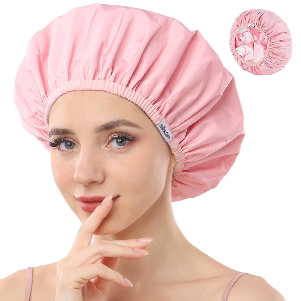Years Calm Shower Caps For Women Reusable Waterproof，Pattern And Solid Color Dual-Layer Design ... | Amazon (US)