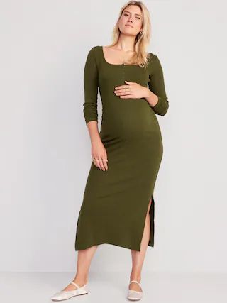 Maternity Long Sleeve Henley Bodycon Dress | Old Navy (US)
