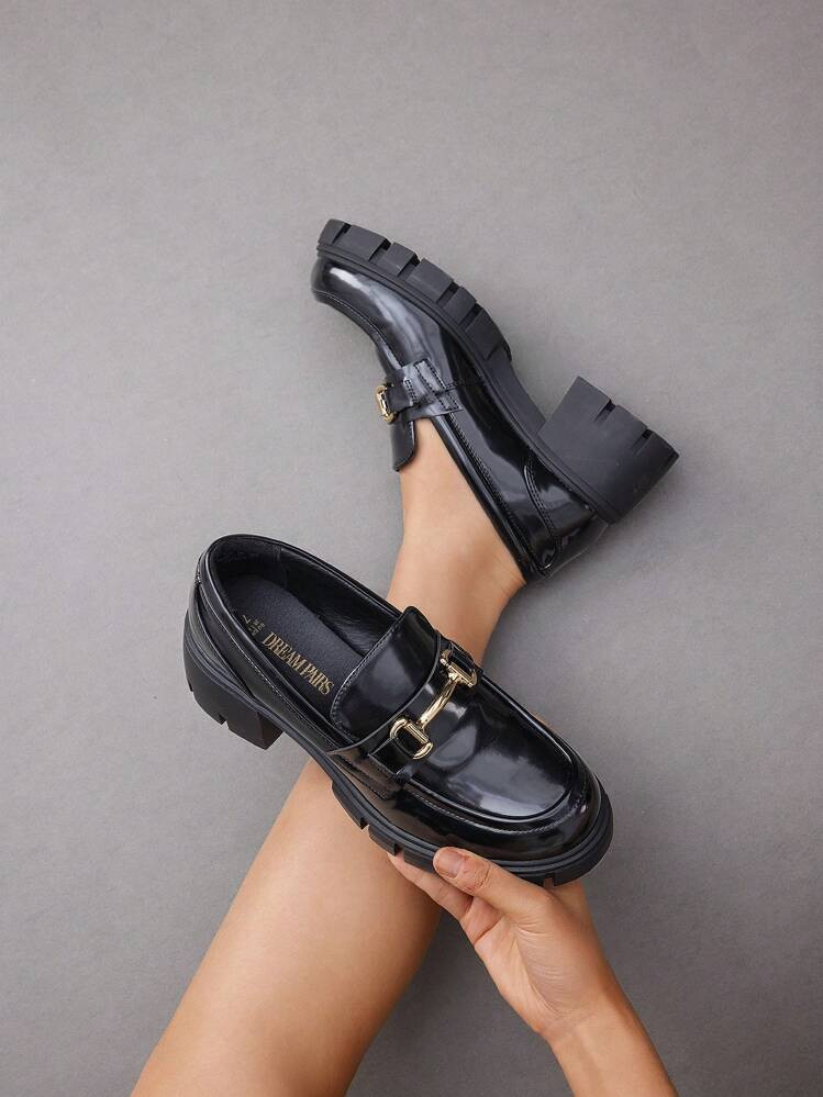 Women's Loafers Platform Chunky Loafers & Slip On Casual Leather Shoes | SHEIN