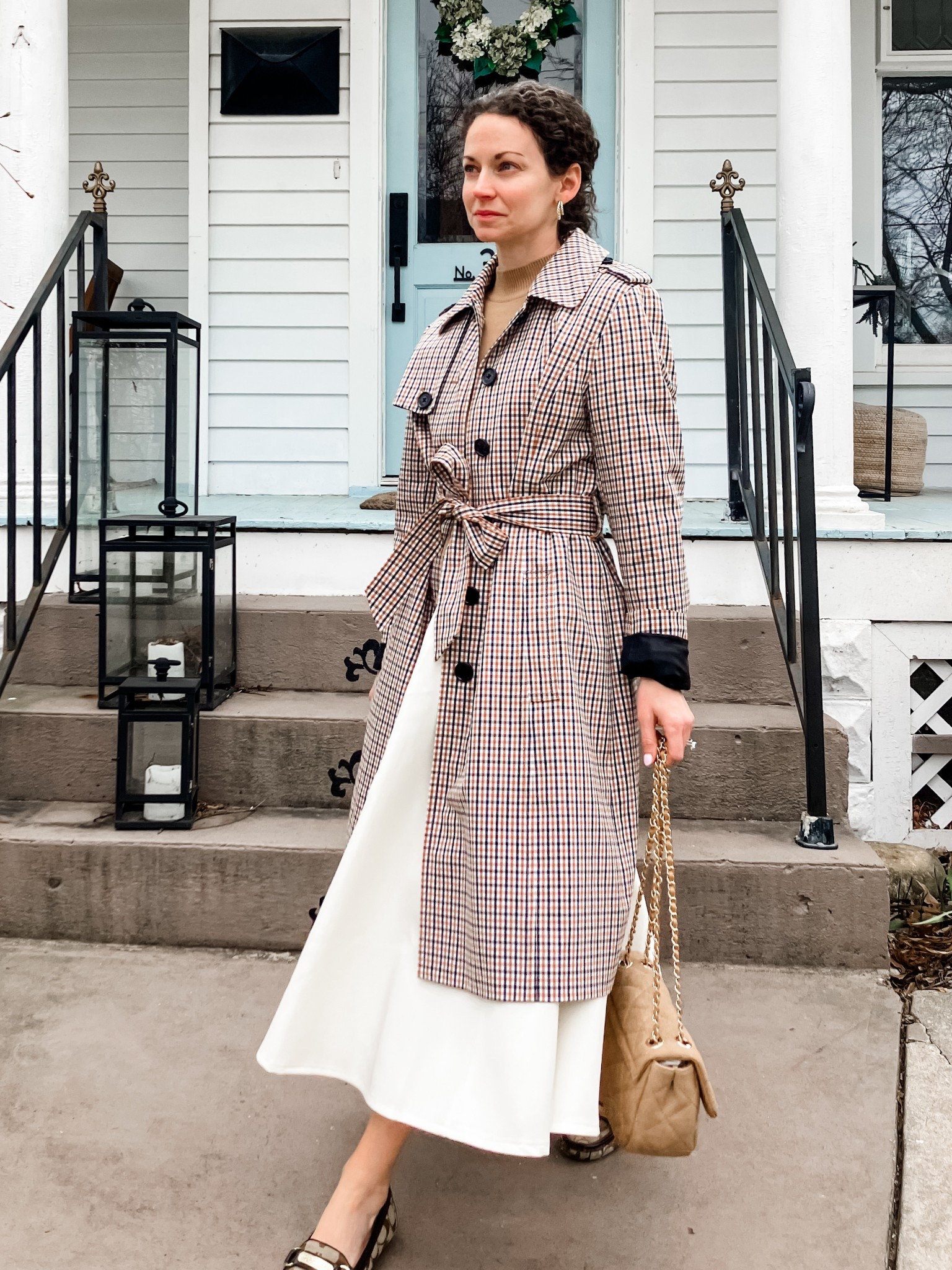 A classic neutral spring outfit!
Coat is old from Talbots, linking similar. 
Camel cotton sweater from Quince. 
White skirt from Chicwish. 
Gold braided hoops are old, linking similar. 
Neutral bag from Urban Expressions. 
Coach loafers are old, linking similar. 
Petite outfit. Church outfit. Modest outfit. Spring outfit.  Neutral outfit  

#LTKootd #LTKgrwm #LTKmomlife