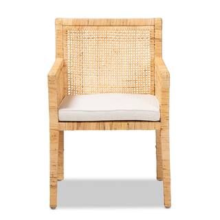 Baxton Studio Karis Natural and White Arm Chair-185-11869-HD - The Home Depot | The Home Depot