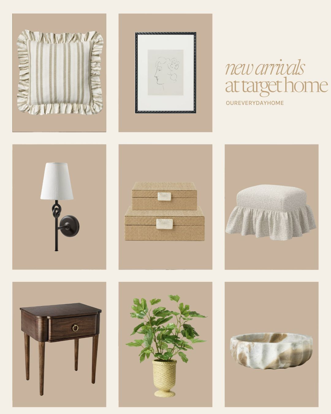 target home
studio mcgee x threshold
new arrivals for spring home decor
nightstand
throw pillows
ottoman
sconces 

 #LTKHome #LTKSaleAlert