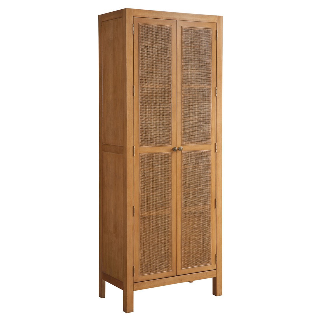 Surf Coastal Beach Brown Wood Cane Cabinet | Kathy Kuo Home