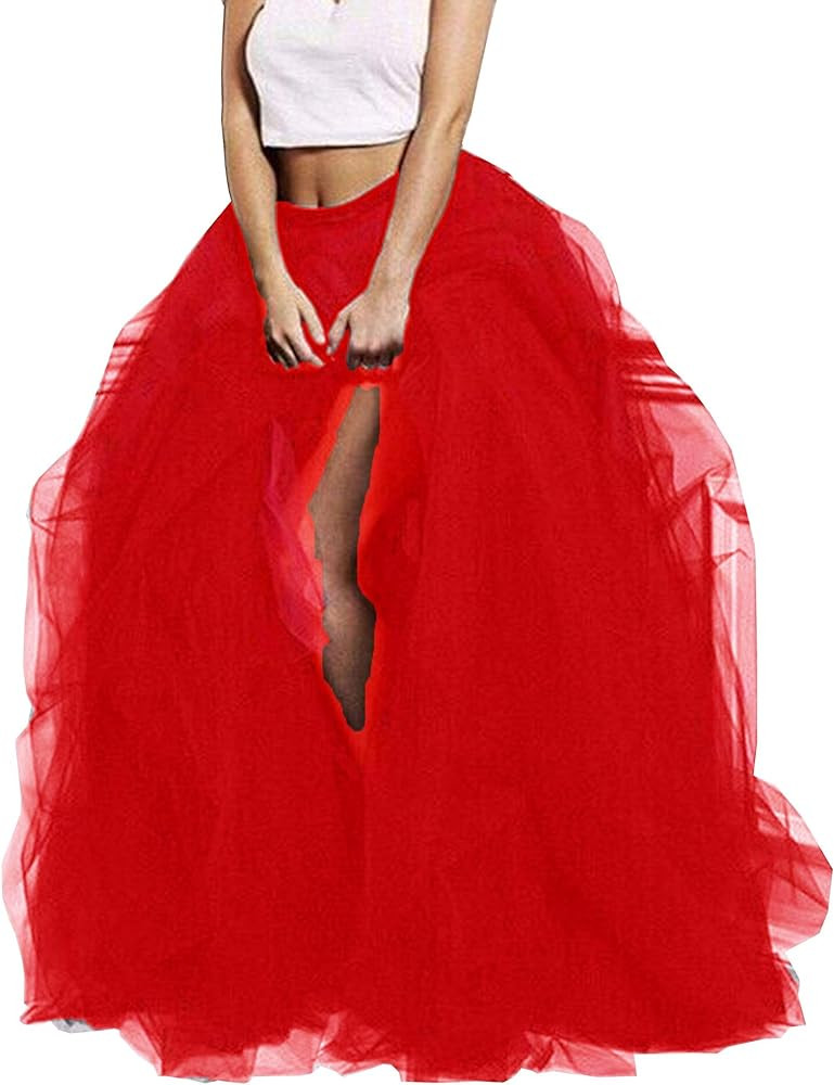 Lisong Women Maxi Tulle Floor Length Layered High Waist Spectial Occasion Skirt | Amazon (US)