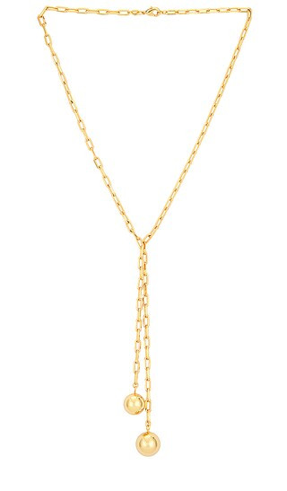 Double Ball Link Drop Lariat Necklace in Gold | Revolve Clothing (Global)