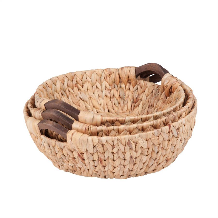 Honey Can Do Round Woven Baskets, Beige/Brown (Set of 3) | Walmart (US)