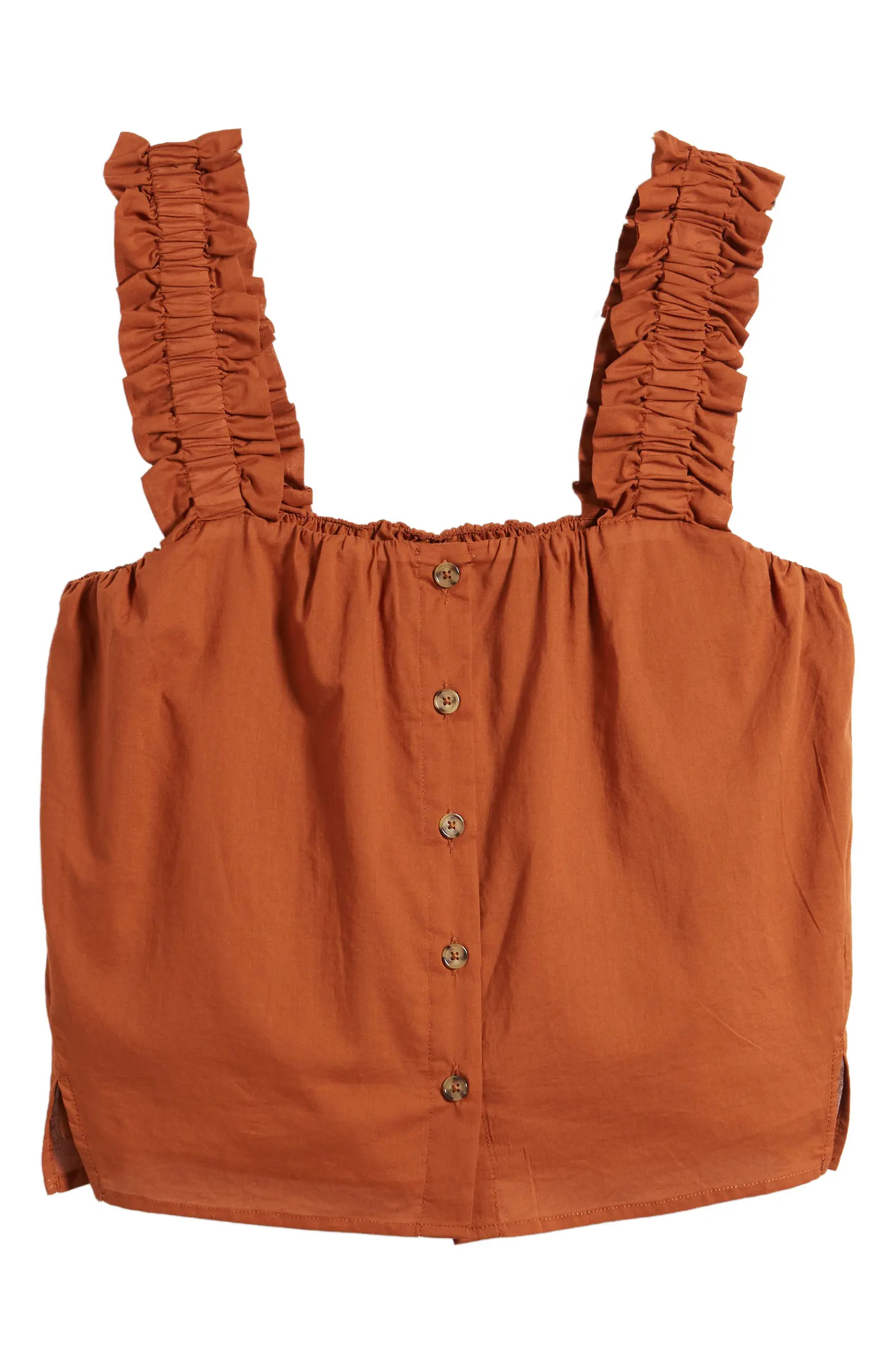 Ruffle Strap Cotton Tank Top | Nordstrom