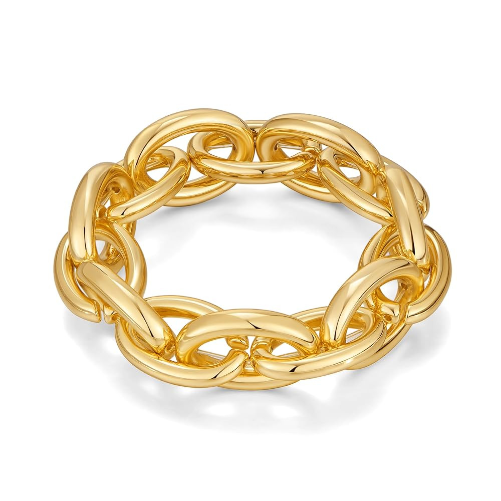 Amazon.com: WOWORAMA Chunky Gold Bracelet for Women Elastic Stretch Link Chain Bracelets Thick Ch... | Amazon (US)