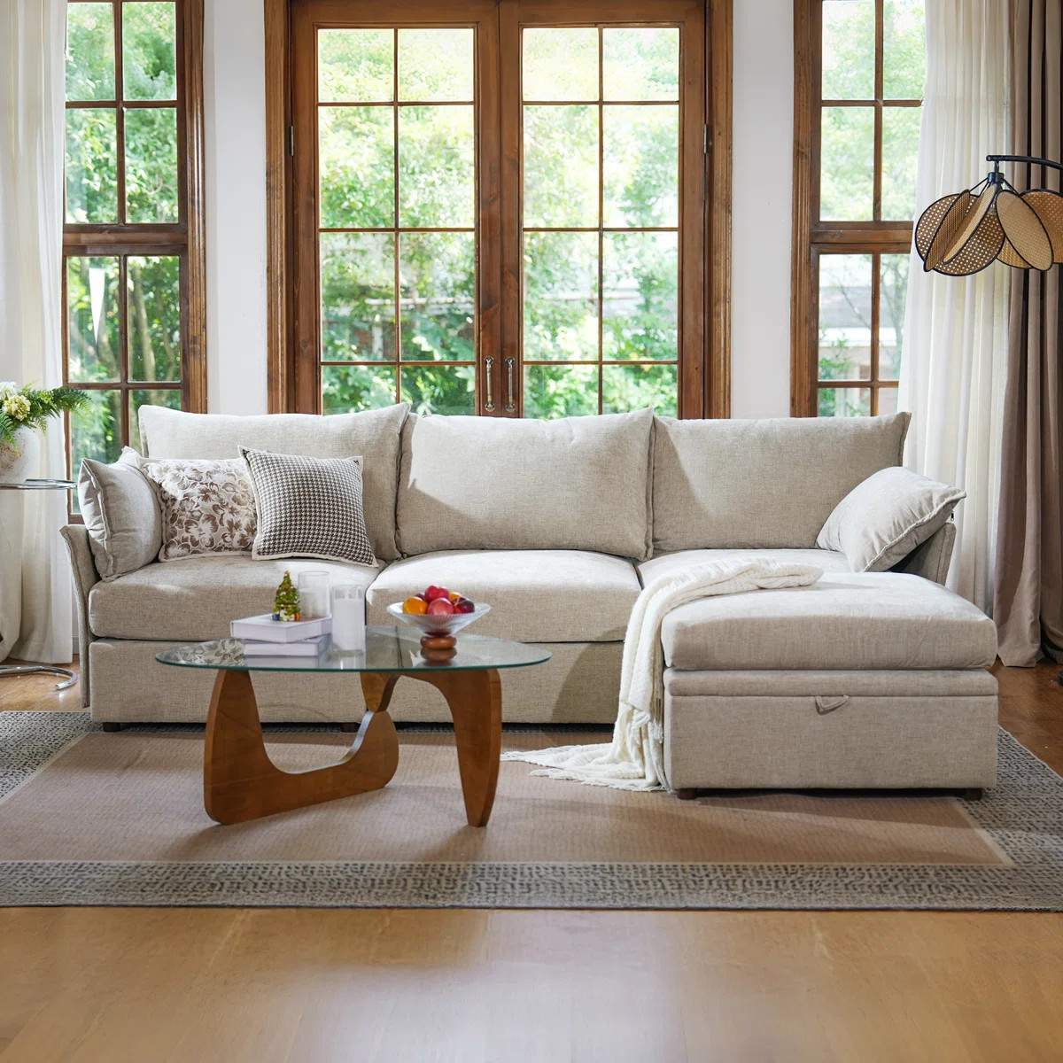 Merchelle 103' Wide Reversible Modern Modular Sectional Sofa With Storage Ottoman -Premium Chenil... | Wayfair North America