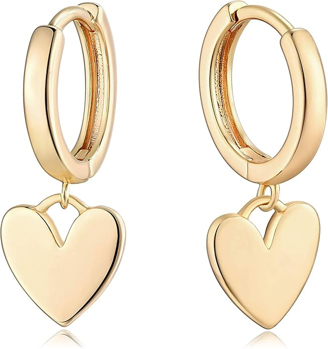 Mevecco Gold Dainty Dangle Hoop Earrings for Women 14K Gold Plated Delicate cute Geometric Triang... | Amazon (US)