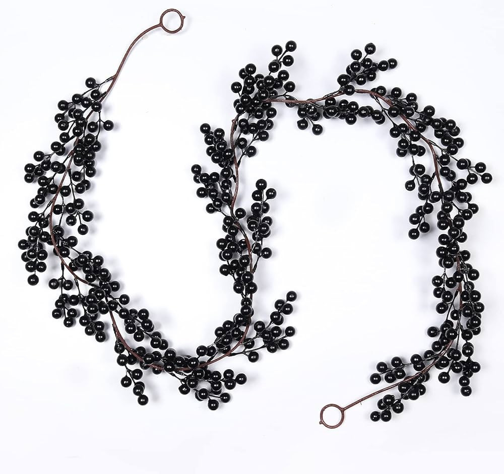 RECUTMS Artificial Berry Garland 6.4FT Black Berry Garland for Christmas Tree Mantel Artificial C... | Amazon (US)