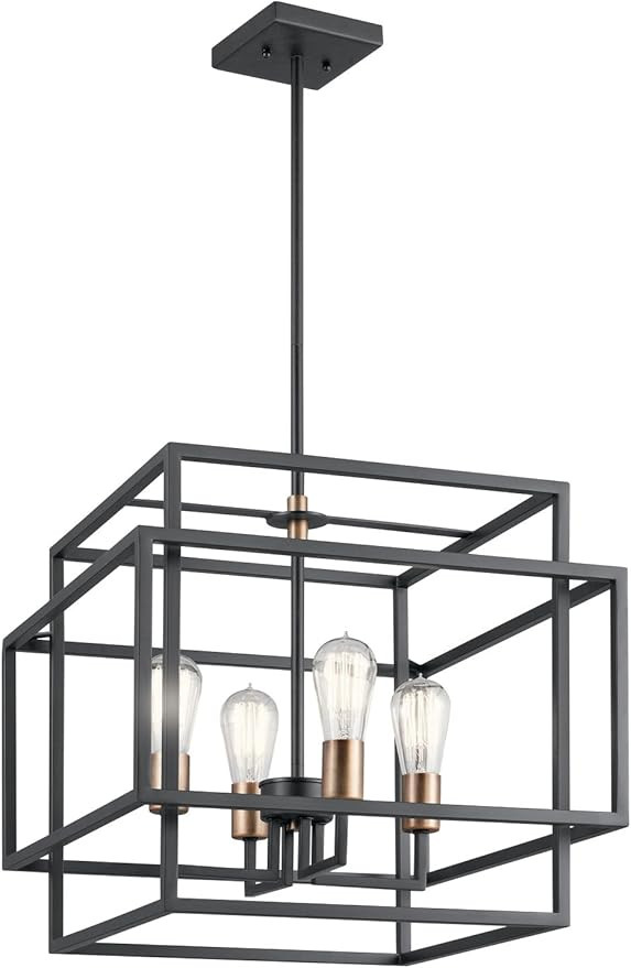 Kichler 43984BK Taubert Pendant, 4 Light Incandescent 400 Total Watts, Black | Amazon (US)