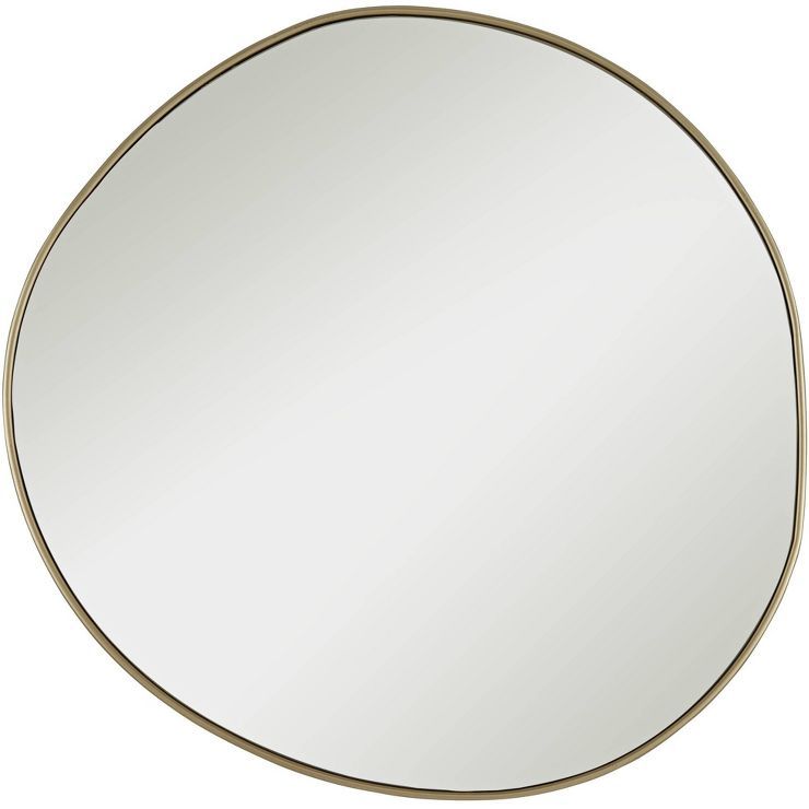 Possini Euro Design Uneven Round Vanity Wall Mirror Modern Champagne Frame 30" Wide for Bathroom ... | Target
