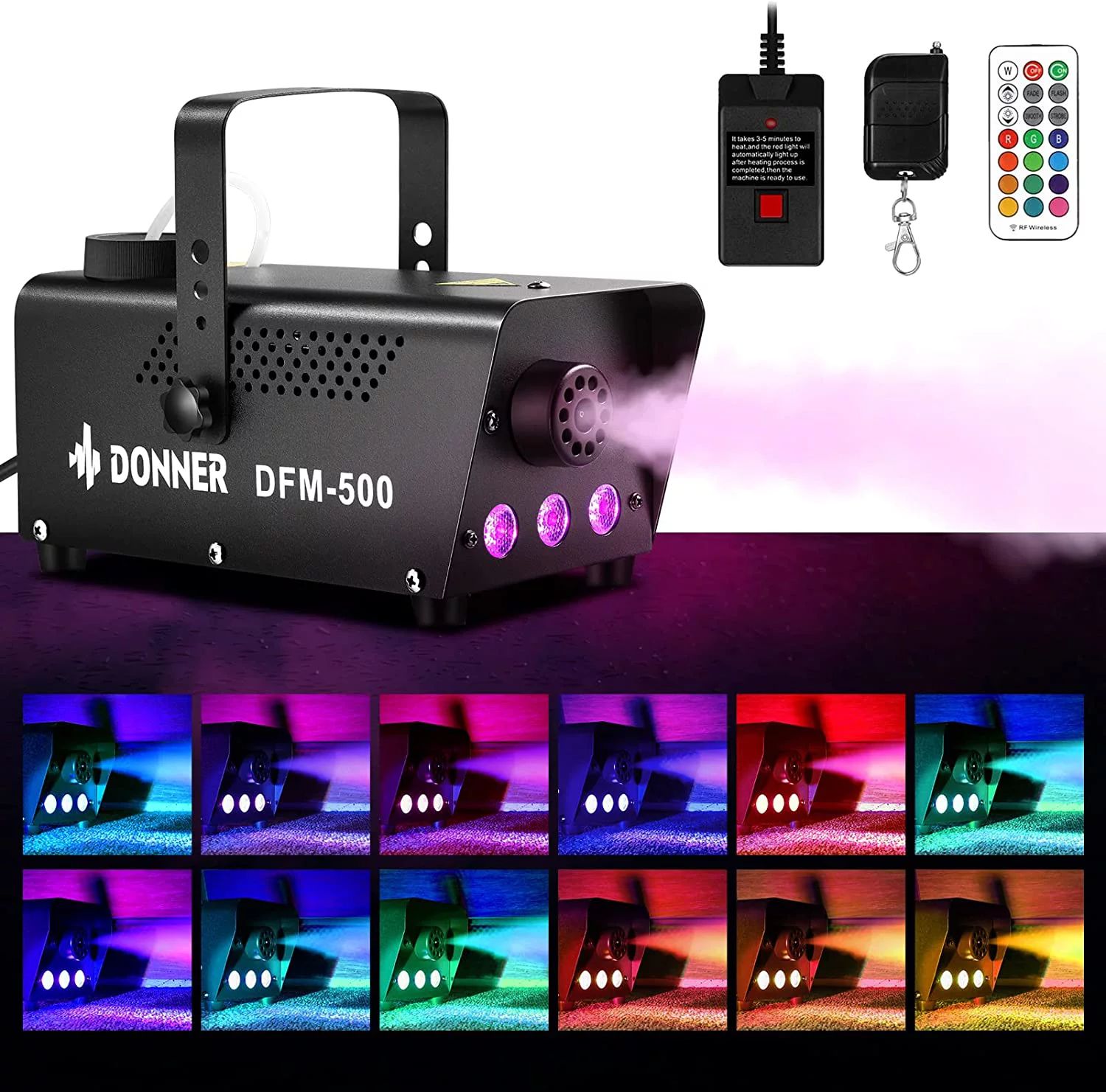 Donner DFM-500 500W Fog Machine with Controllable RGB LED Lights, DJ Smoke Machine with Wireless ... | Walmart (US)