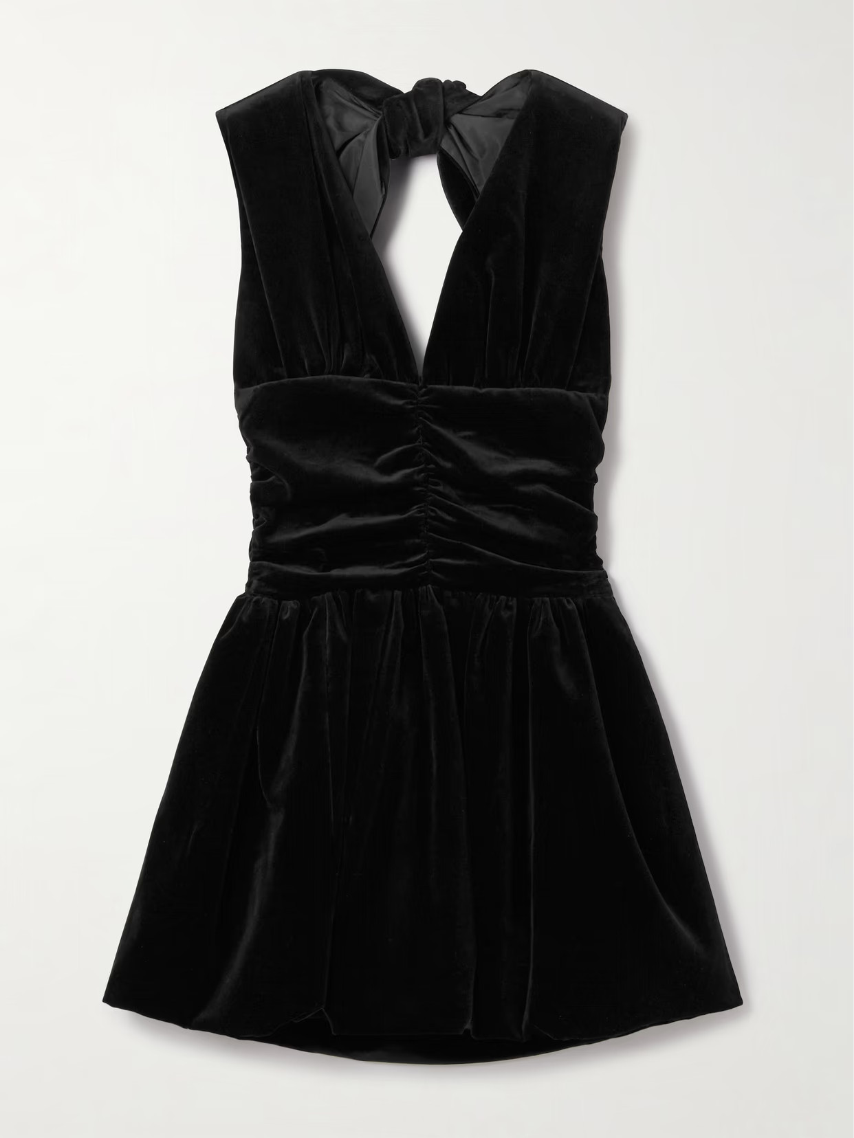 Patou - Open-back Ruched Cotton-velvet Mini Dress - Black | NET-A-PORTER (US)