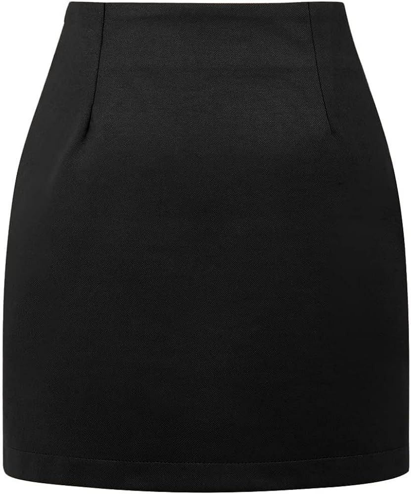 IDEALSANXUN - Falda de cintura alta para mujer, diseño a cuadros, minifalda ceñida de lana | Amazon (US)