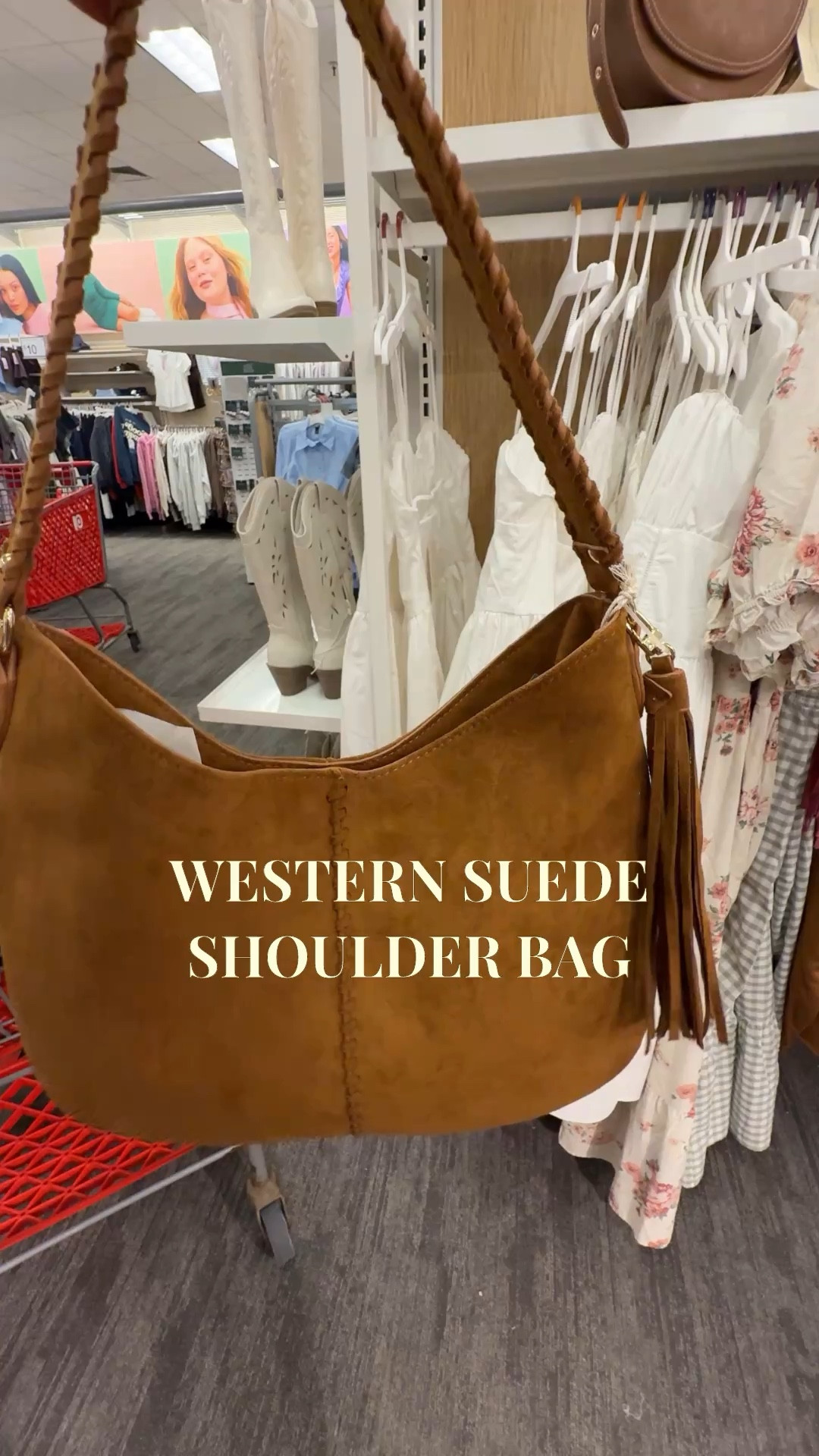 Western suede  bag with tassel detail 🤎

Perfect neutral bag for country concerts, rodeo outfits, or everyday denim.
@Target 

#LTKFestival #LTKSeasonal #LTKOver40