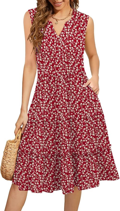 Summer Dresses for Women 2025 Elegant Classy Sleeveless Boho Midi Sun Dress Spring Break Travel B... | Amazon (US)