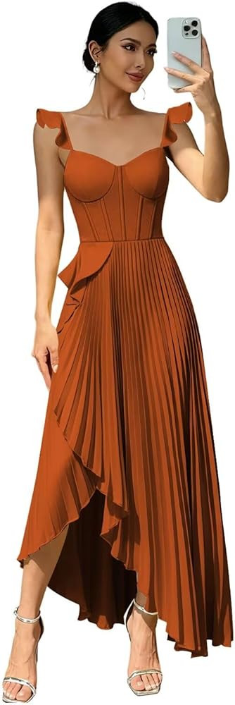 Corset Pleated Dress Fall Midi Dress Fall Midi Wedding Guest Dress Midi Dresses Fall Amazon Dress | Amazon (US)