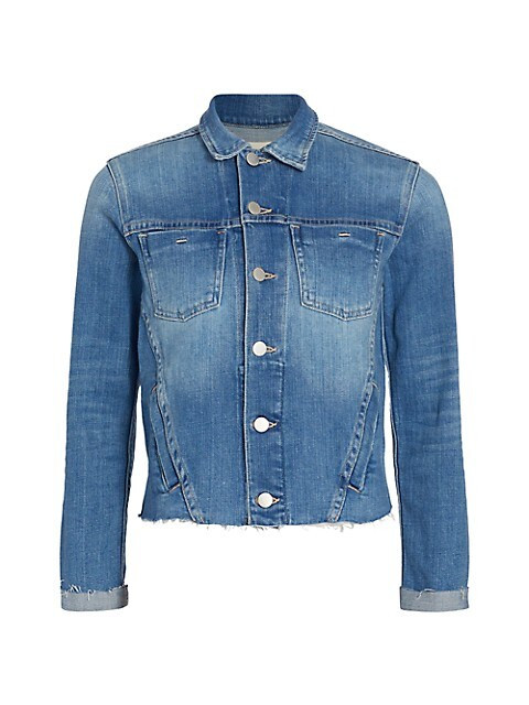 Janelle Cropped Slim-Fit Denim Jacket | Saks Fifth Avenue