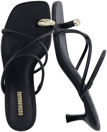CUSHIONAIRE Maui Strappy Womens Sandals with Kitten Heels – Vegan Leather Slip On Dress Sandals... | Amazon (US)