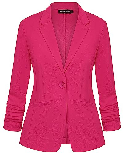 MINTLIMIT Hot Pink Blazer for Women Casual Blazers Pockets Open Front Cardigan Work Office Button Suit Jacket with Pockets,S | Amazon (US)