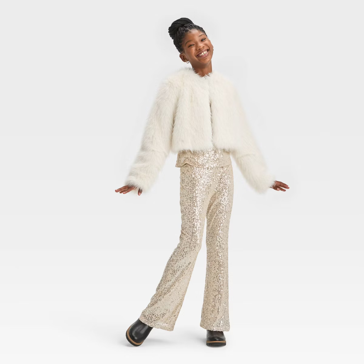 Girls' Faux Fur Cropped Jacket - art class™ | Target